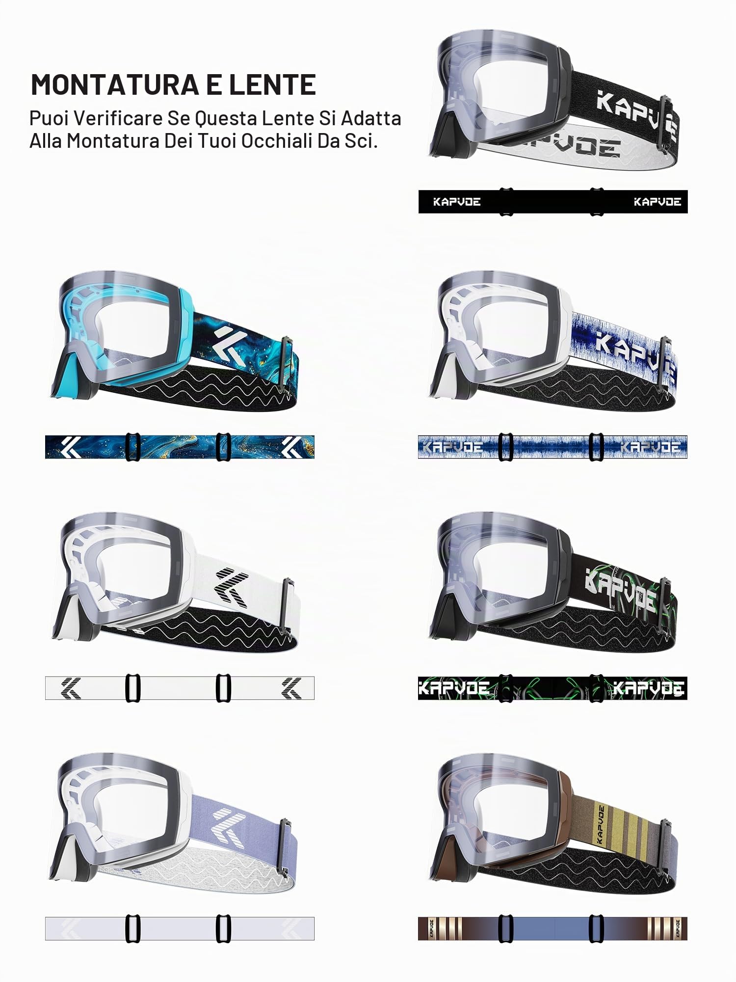 KAPVOE K718 Lente sostitutiva magnetica – S1–S4, antiappannamento, UV400,lente di ricambio a cambio rapido per maschera da sci K718 (solo lente)