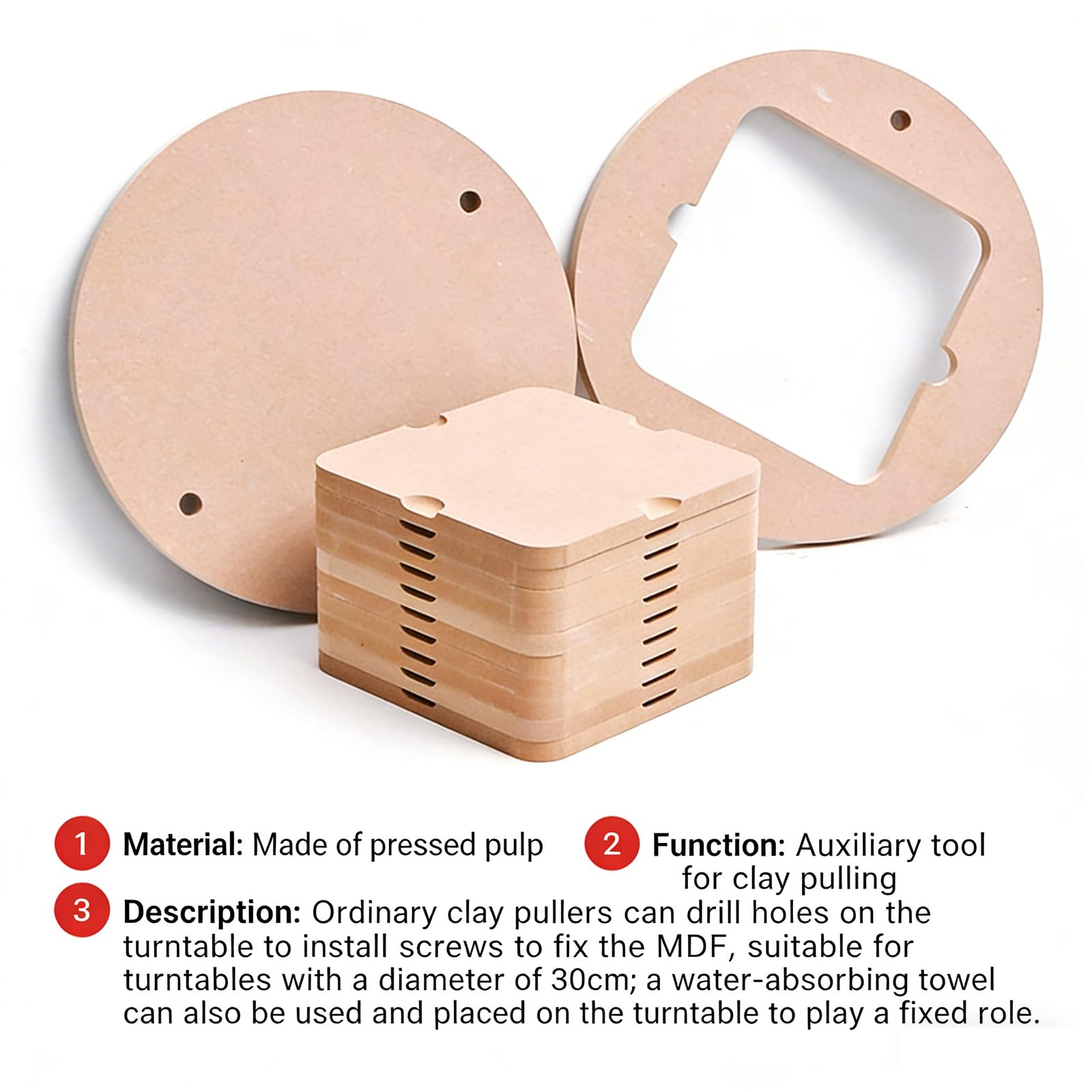 Set di cuscinetti assorbenti in ceramica, tavole da lancio in argilla, per giradischi da 30 cm, spessore 1,2 cm, ideali per scolpire e lanciare l'argilla