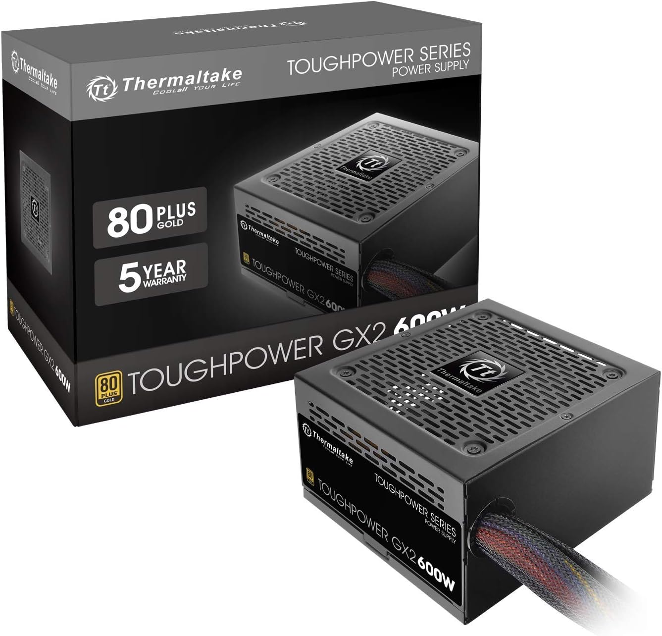 Toughpower GX2 80+ Gold 600W SLI/Crossfire Ready Continuous Power ATX 12V V2.4/EPS V2.92 Non Modular Power Supply 5 Year Warranty PS-TPD-0600NNFAGU-2