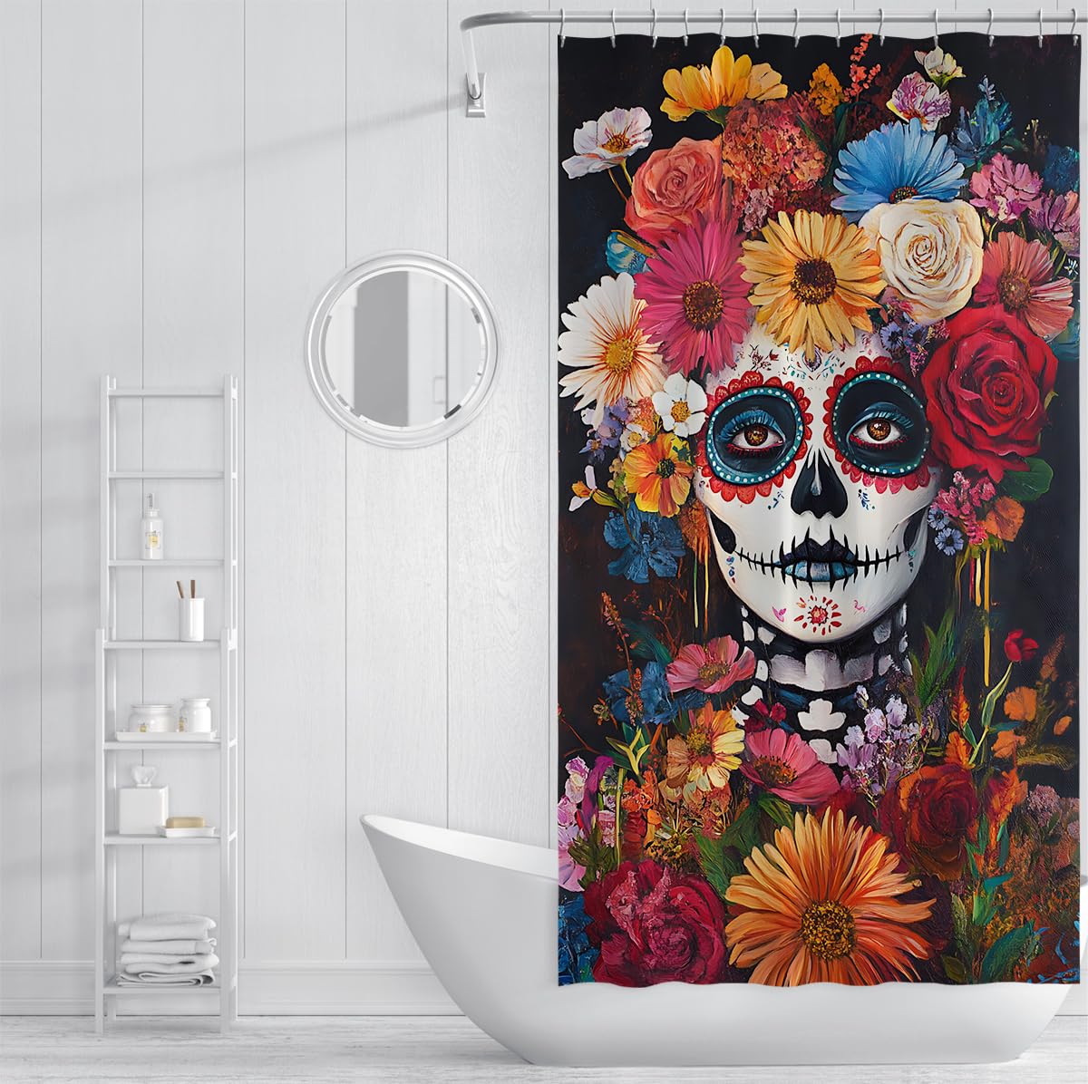 Sugar Skull Duschvorhang Gothic Halloween Badezimmer Deko 150x200cm