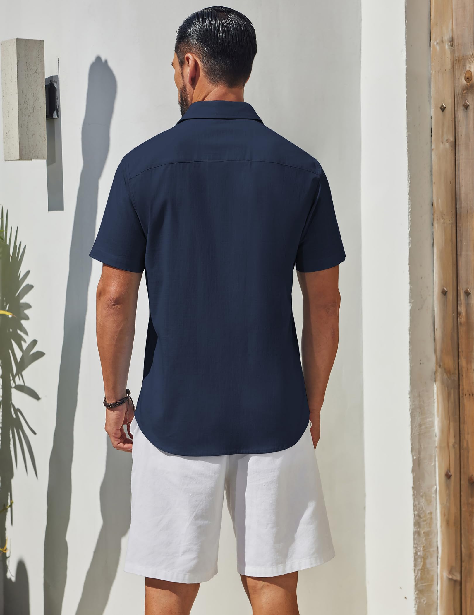 COOFANDY Herren Hemd Kurzarm Baumwolle Sommerhemd Button Down Hemden für Männer Regular Fit Herrenhemden Strand Shirt