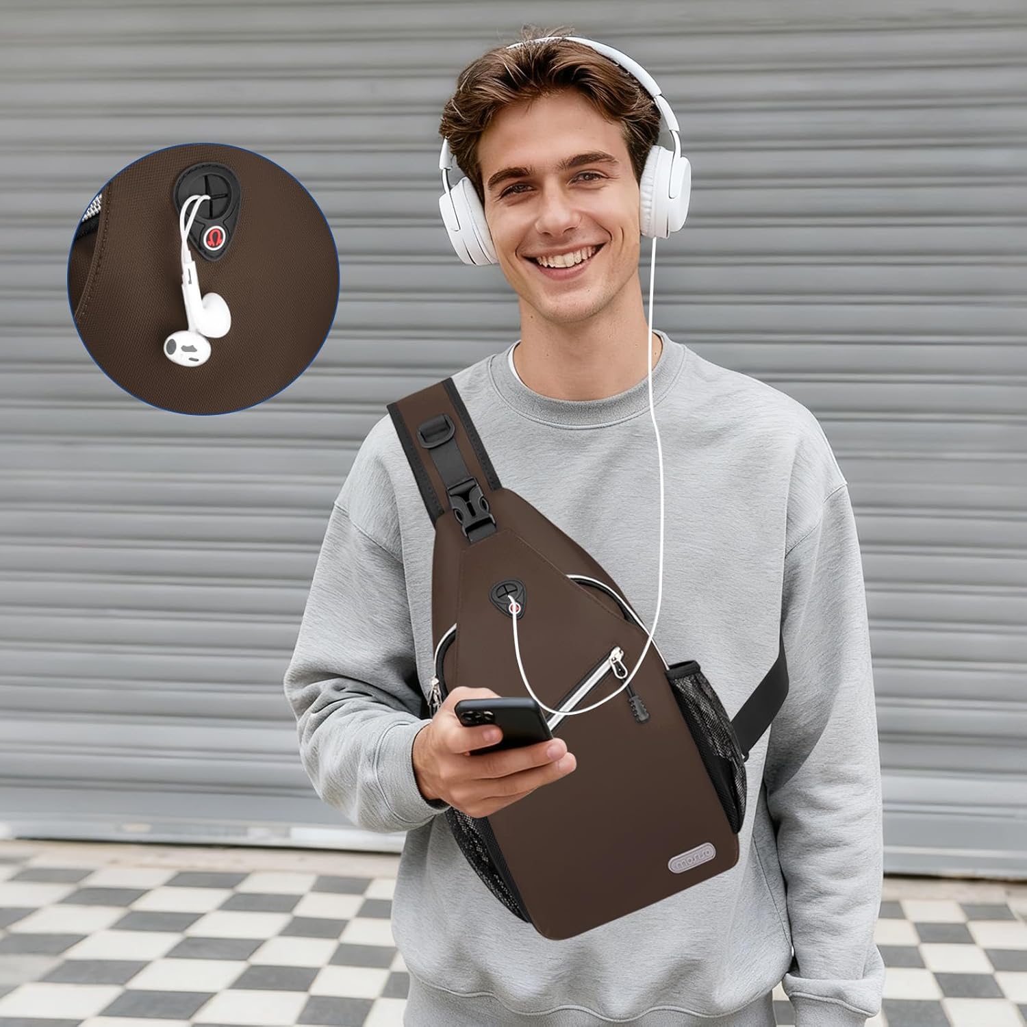 MOSISO Sling Backpack, Multipurpose Crossbody Shoulder Bag Travel Hiking Daypack - Image 6