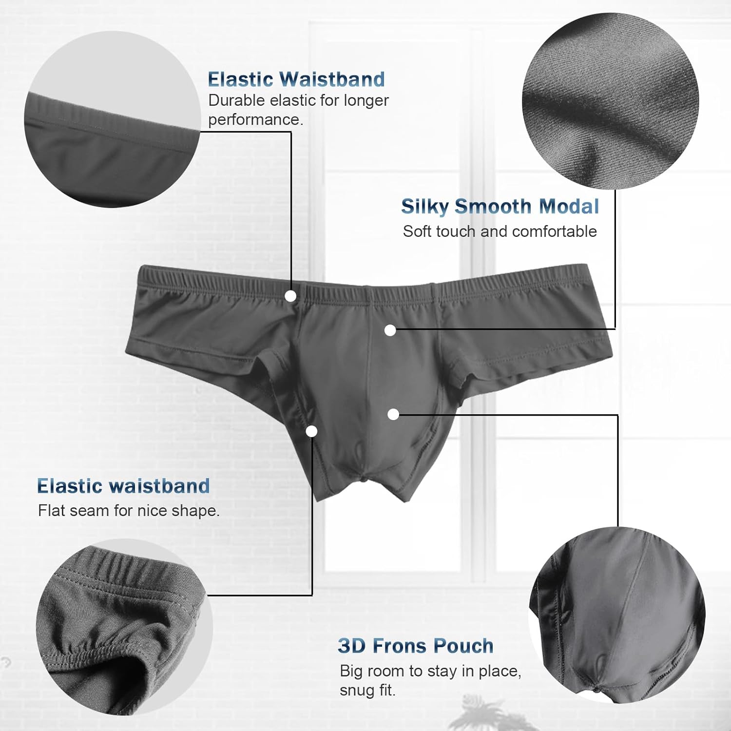 HOOFESAN Men's Underwear Micro Modal Bikini Briefs Low Rise Half Back Coverage Silky Touch Underpants Multipack - Image 5