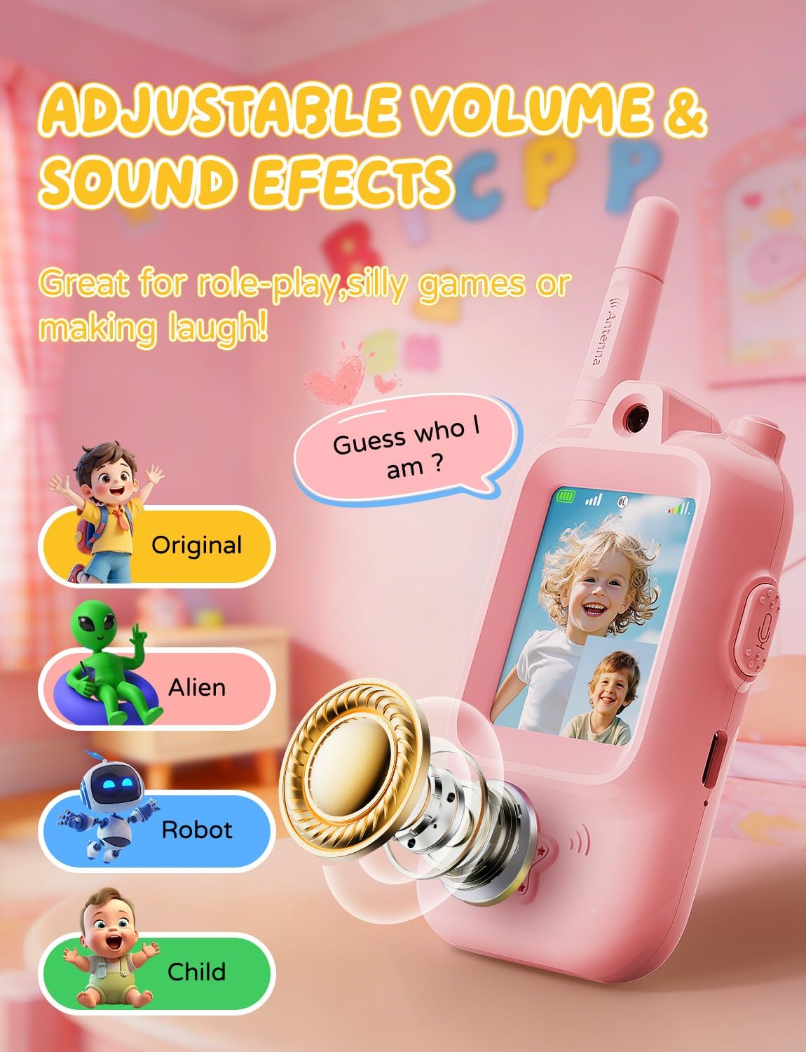 Video Walkie Talkies for Kids, Handheld 2 Pack Rechargeable Video Intercom Kids Walkies Talkies, Indoor Outdoor Toys for Family Games, Outside, Camping, Hiking for Boys Girls Ages 3-12 (Blue/Pink) - Image 4