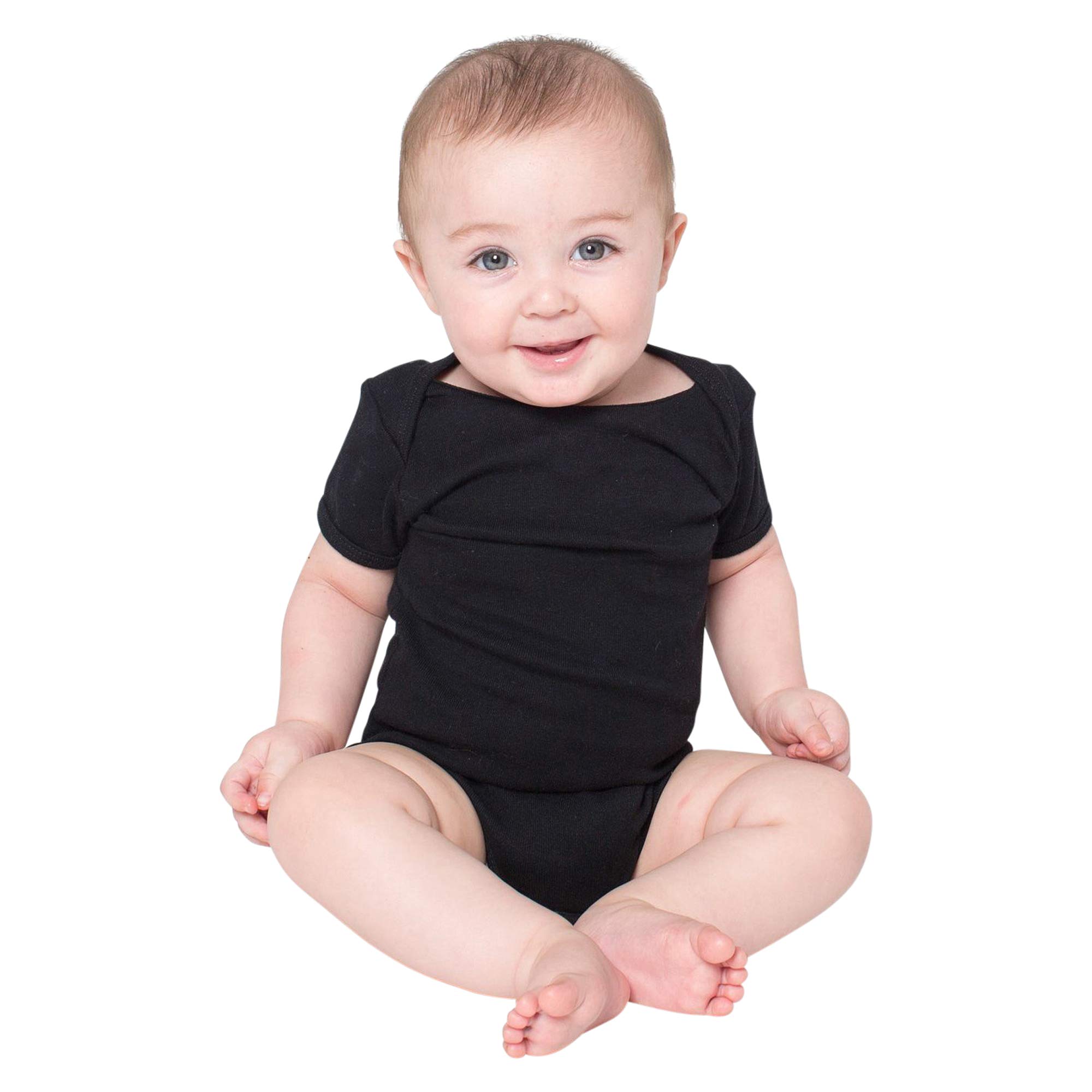 American Apparel Unisex Baby Rib Short Sleeve One-Piece, black, 12/18 Months