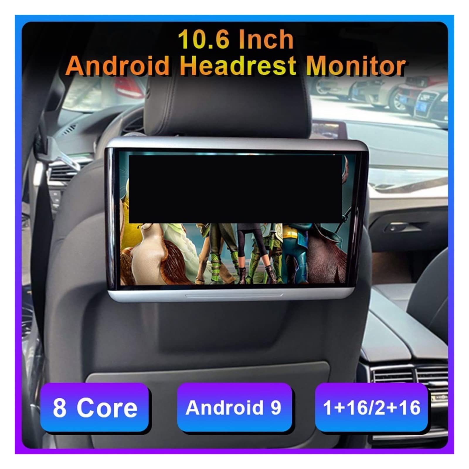 Lettore DVD portatile per lettori video per poggia Monitor for poggiatesta for auto Display da 10,6 pollici Link Standalone 1080P 4K Video WiFi/Bluetooth/USB/SD Lettore multimediale con schermo rotant