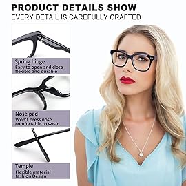 CHOFILORD 6 Pack Fashion Reading Glasses for Women Men Blue Light Blocking Oversized Square Readers with Spring Hinge (6 Pack Mix, 1.75)
