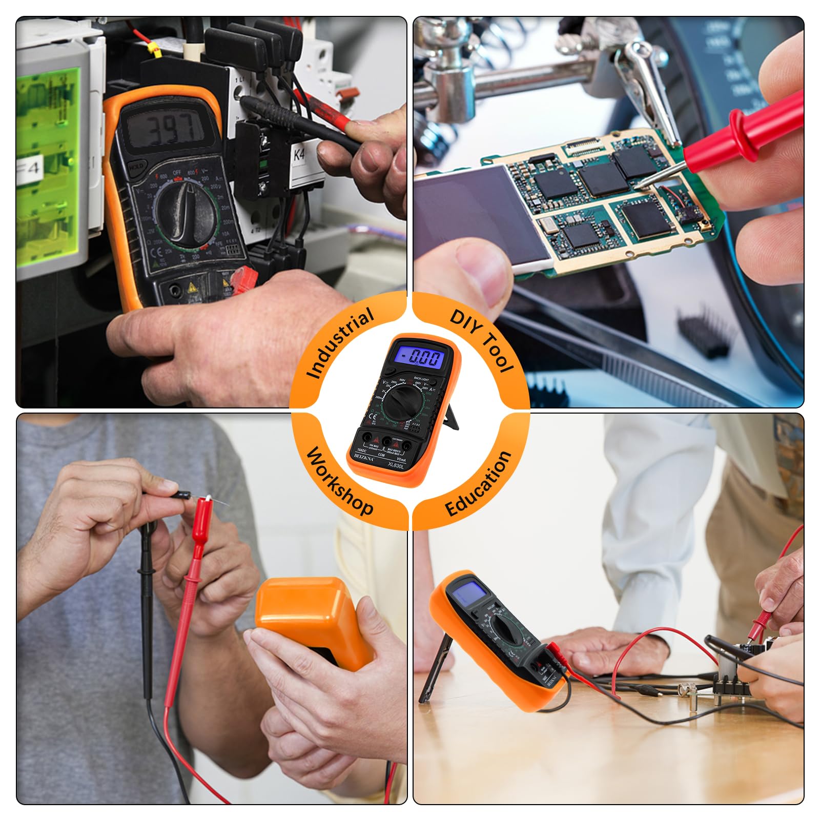 Digital Multimeter Voltmeter Battery Multi Tester Voltage Ohmmeter AC DC Volt OHM Amp Current Meter Continuity Circuit Resistance Diode Electrical Tester Ammeter with LCD Display Backlight — view 6