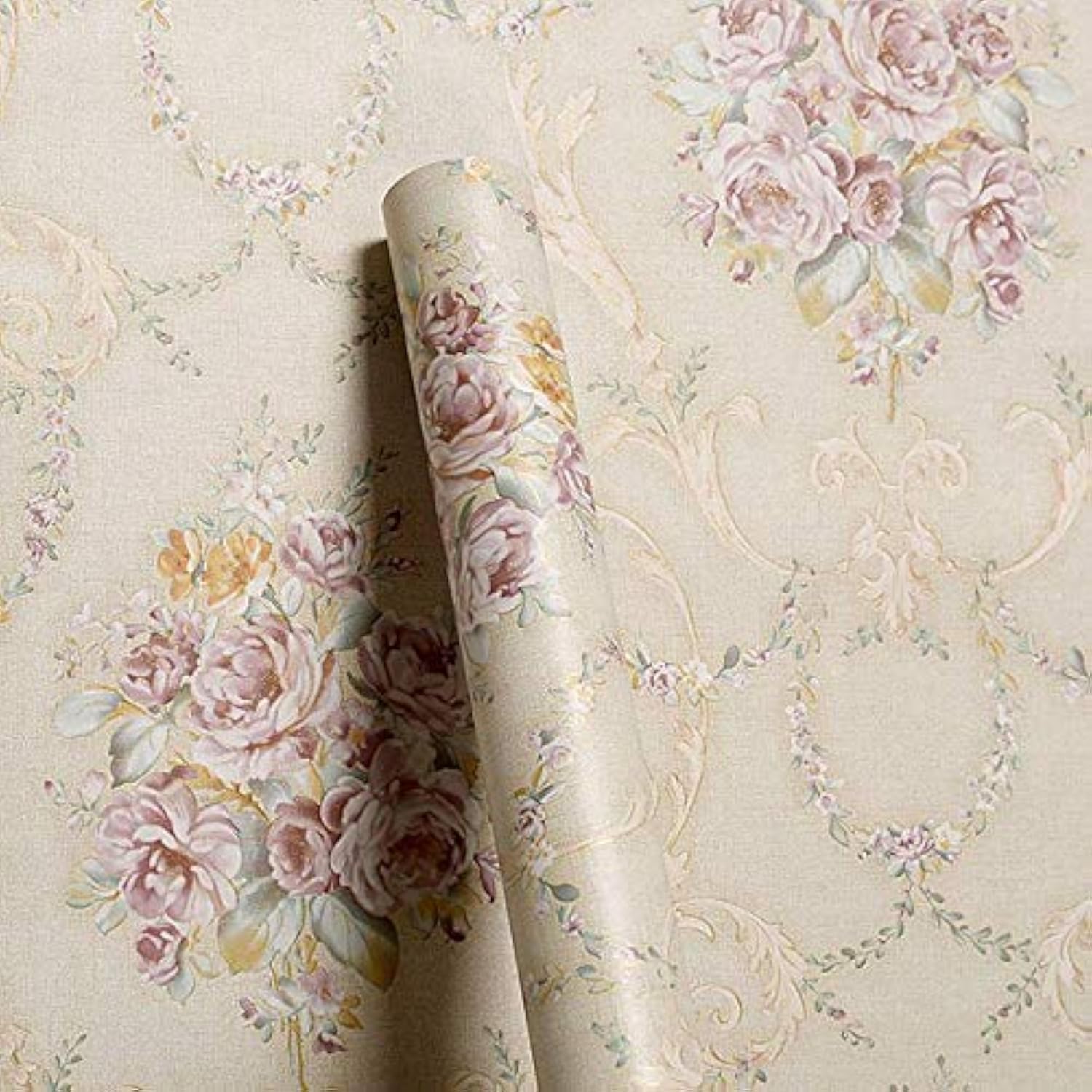 Self-Adhesive Wallpaper 45cm x 500cm | Golden Floral DIY Stickers | 3D Wallpaper for Walls | Wall Paper for Living Room |Wall Stickers for Home Decor | Wallpaper for Walls Sticker | Wall Decor
