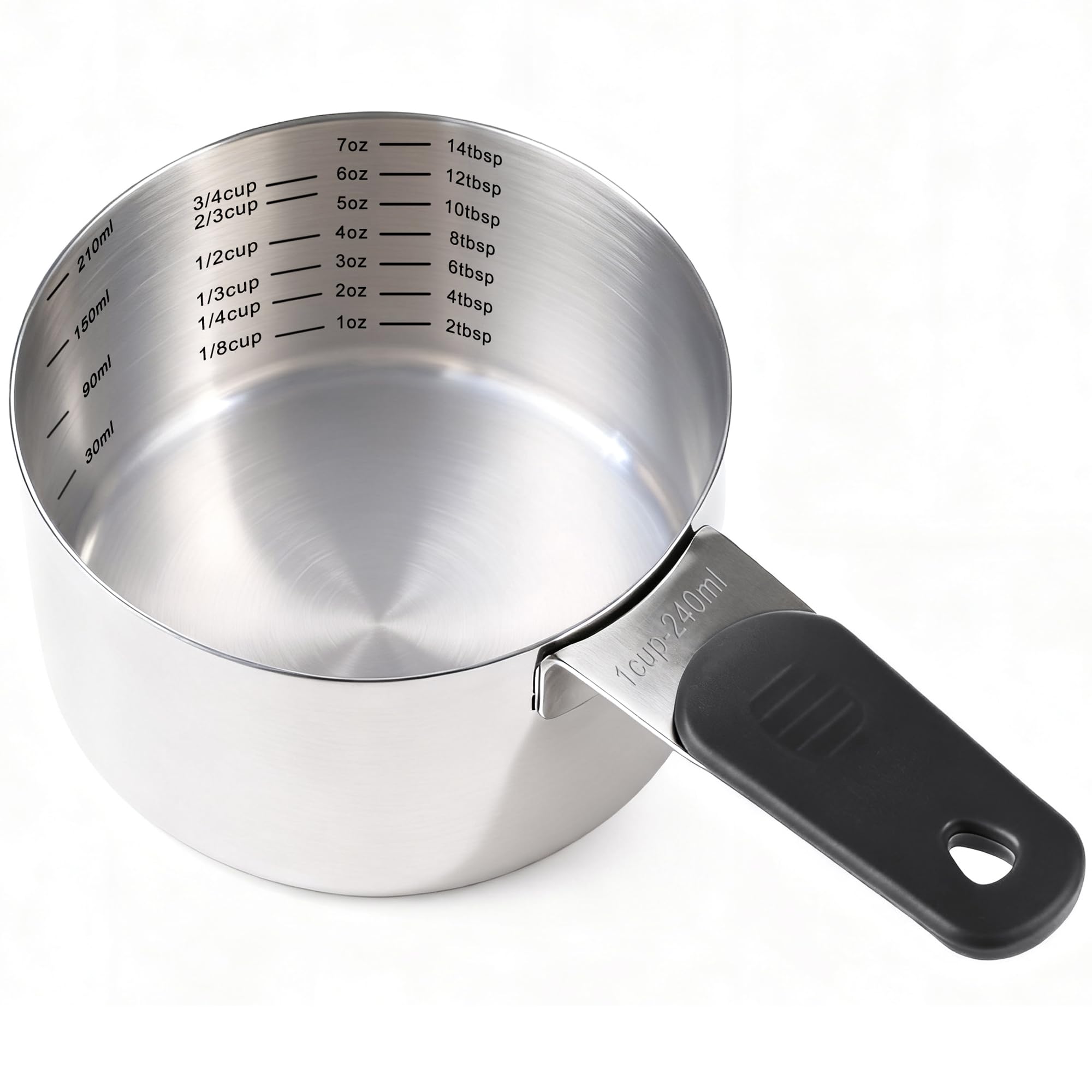 Photo 1 of 1 Cup(240ml) Stainless Steel Measuring Cup with Magnetic Handle and Inner Measuring Marks-1 PCS