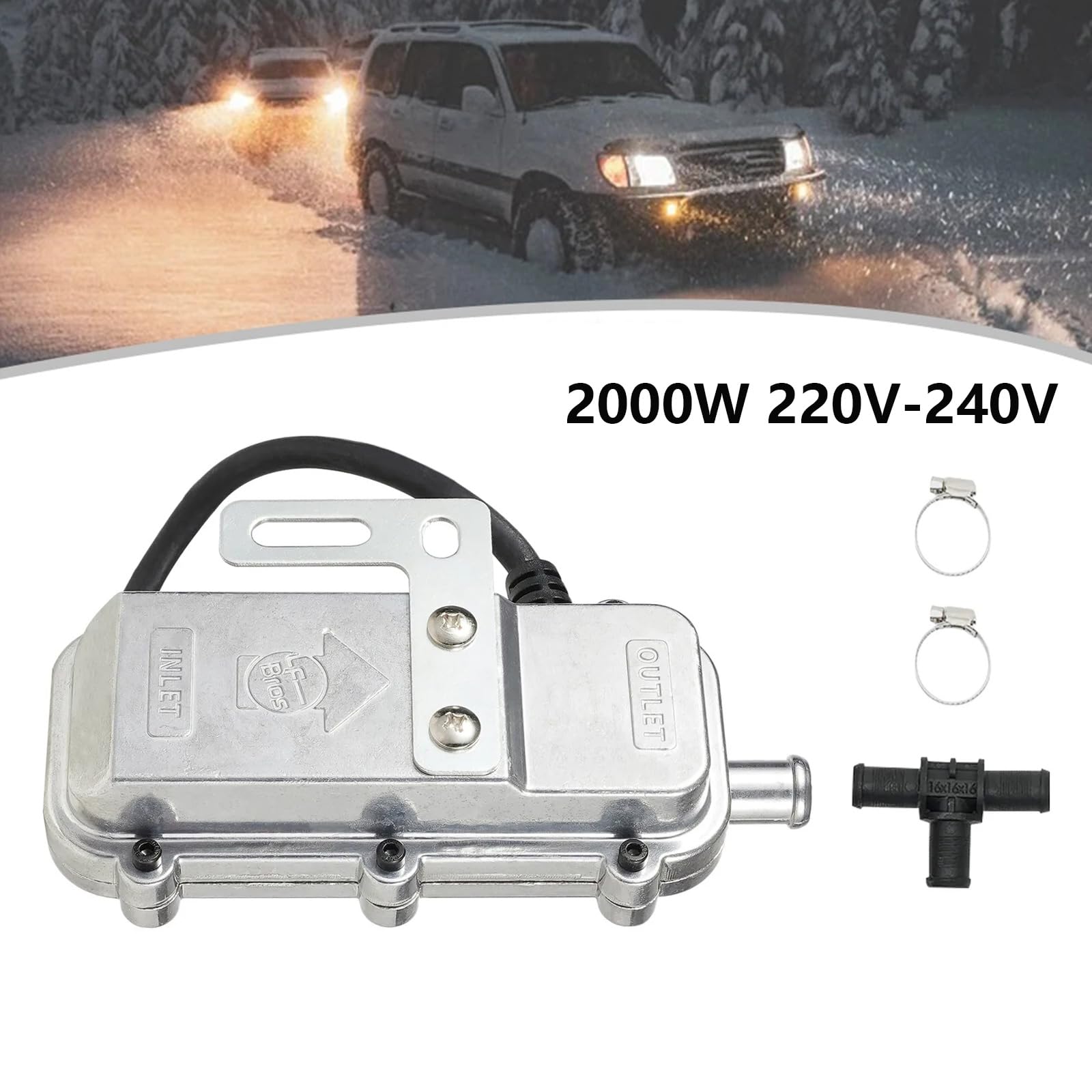 Podgrzewacz samochodowy 2000 W, 220 – 240 V, płyn chłodzący, parking, podgrzewacz do silnika samochodowego (2000 W)