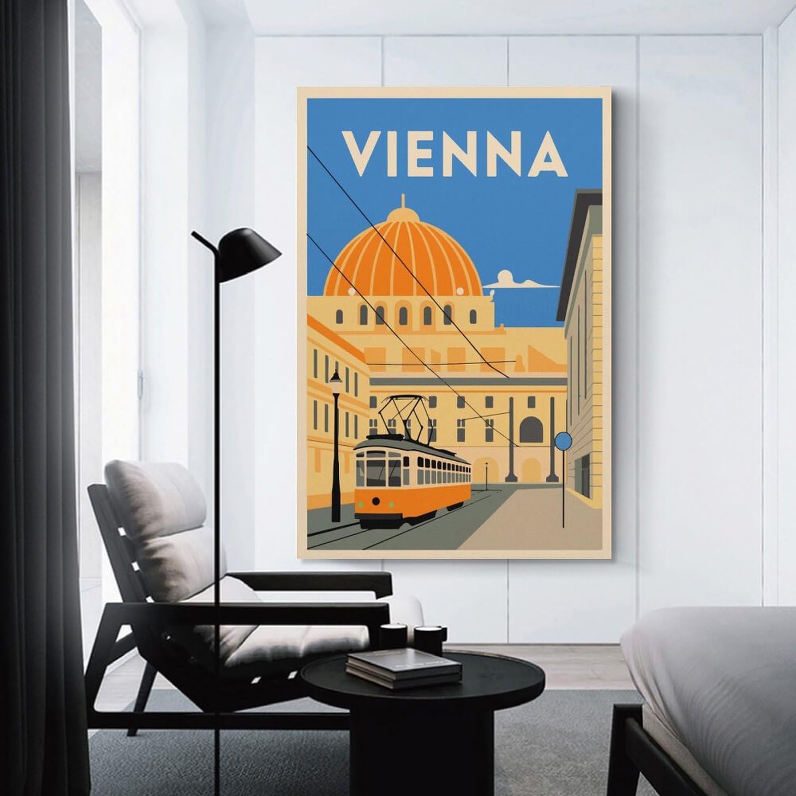 Junmoney Vienna Cityscape Wall Art Print, 24x36inch(60x90cm), for Corridors, Hallways Or Apartment Entries, Wall Decor to Refresh Empty Corners