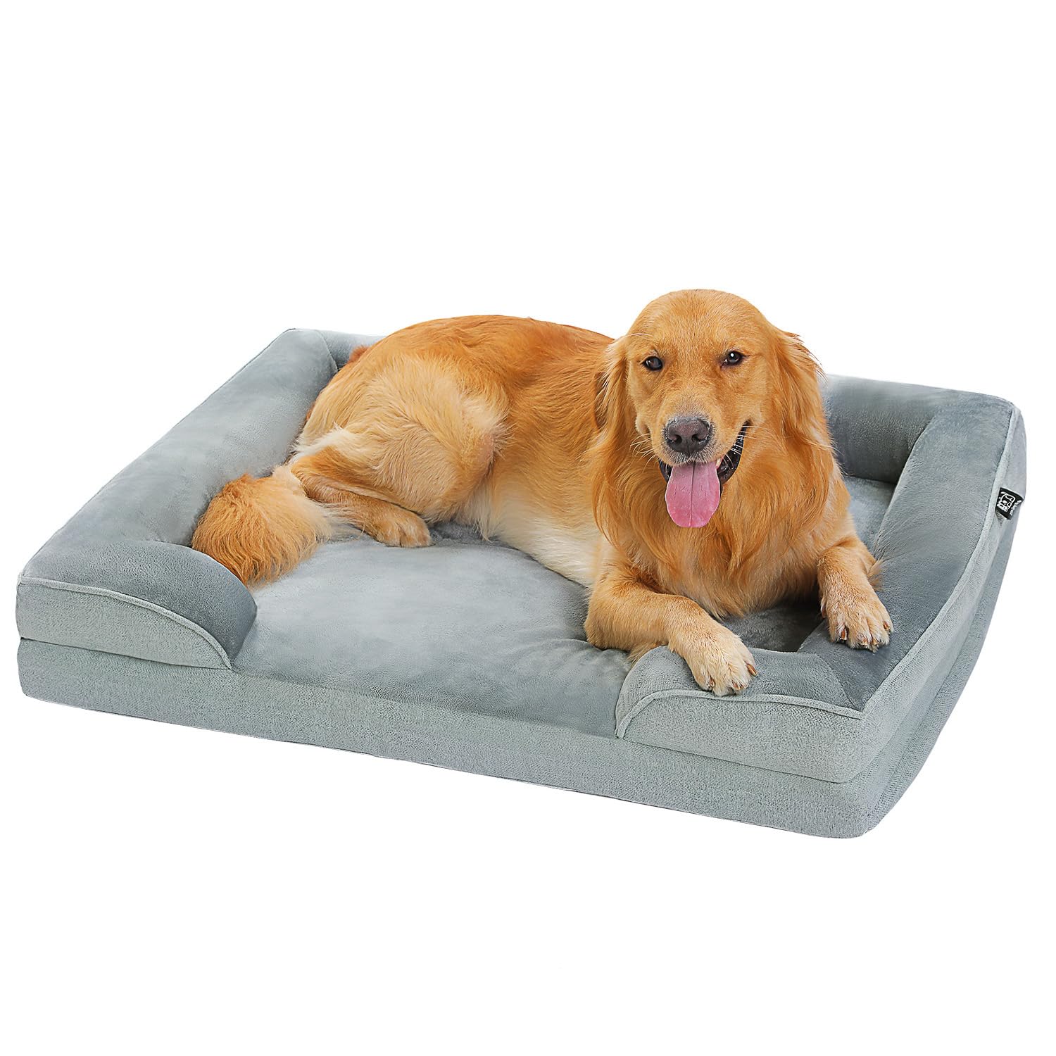 PAWZ Road Dog Bed for Large Dogs with Supportive Foam,2-Layer Waterproof Cover and Non-Slip Bottom for Small, Medium and Large Dogs-Gray,XLarge
