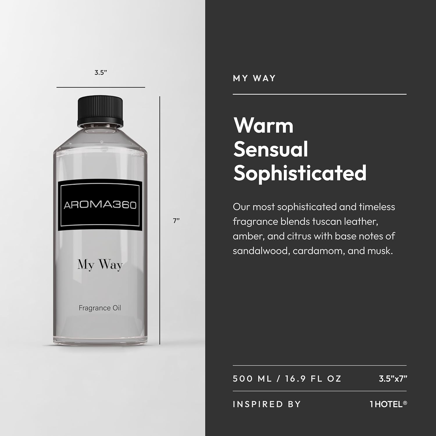 Aroma360 - My Way Fragrance Oil Blend | Hotel Inspired for Luxury Essential Oil Diffusers | Aromatherapy Scent Diffuser Oil | Lush Sandalwood, Warm Cedar, and Delicate Florals. - 500ML - Image 3