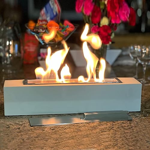 Mavalzy - Chimenea rectangular de mesa para interiores, con alcohol, fritas para chimenea al aire libre, cuenco de hormigón, olla portátil con