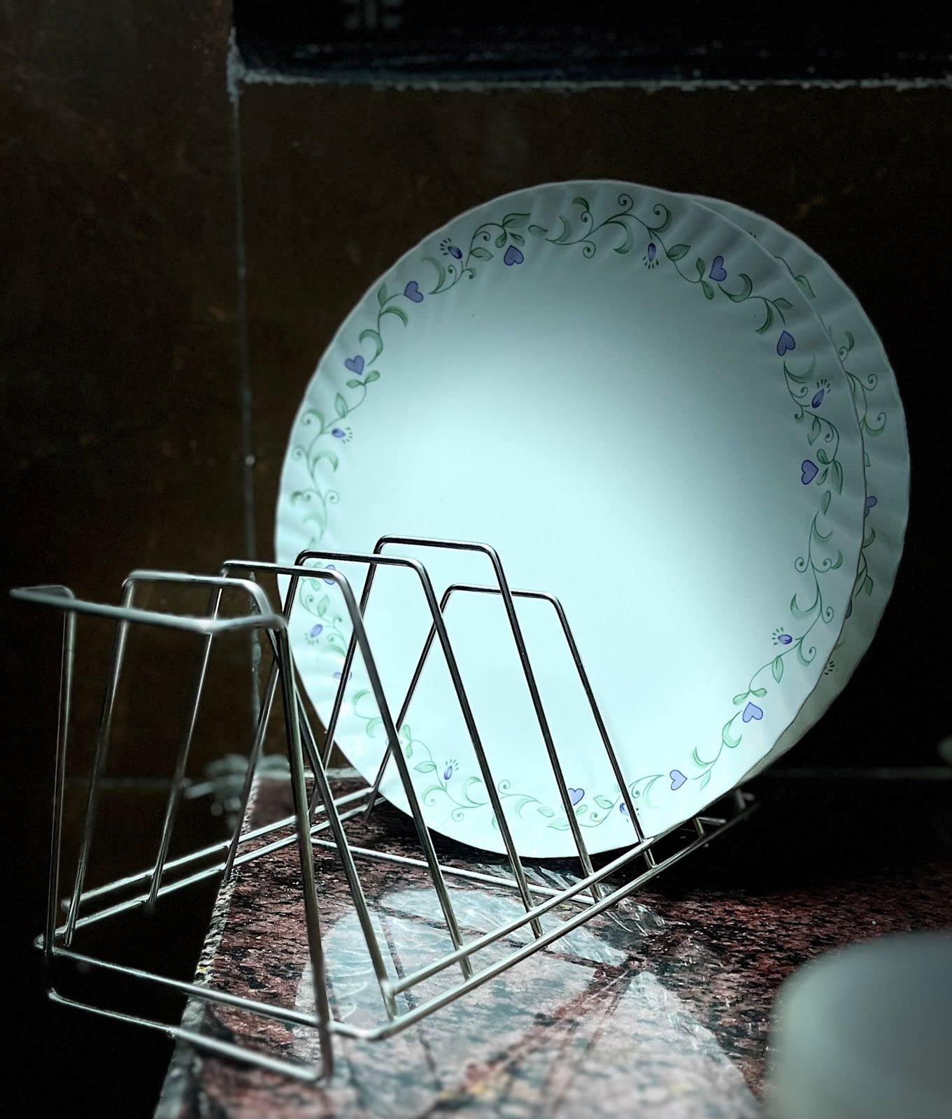 SABBY BRO Stainless Steel Plate Rack 6 Sections, Silver