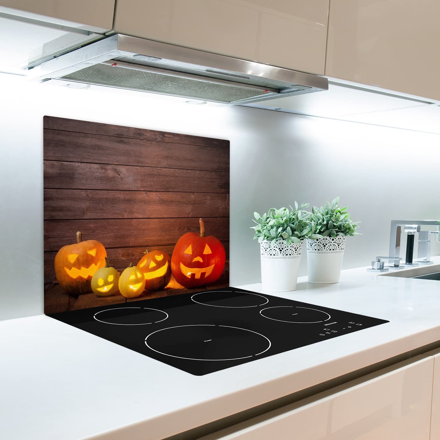 Decormat - Tabla de cortar para estufa, protector de salpicadero, 60 x 52 cm, vidrio endurecido, cocina, Halloween, Kurbite