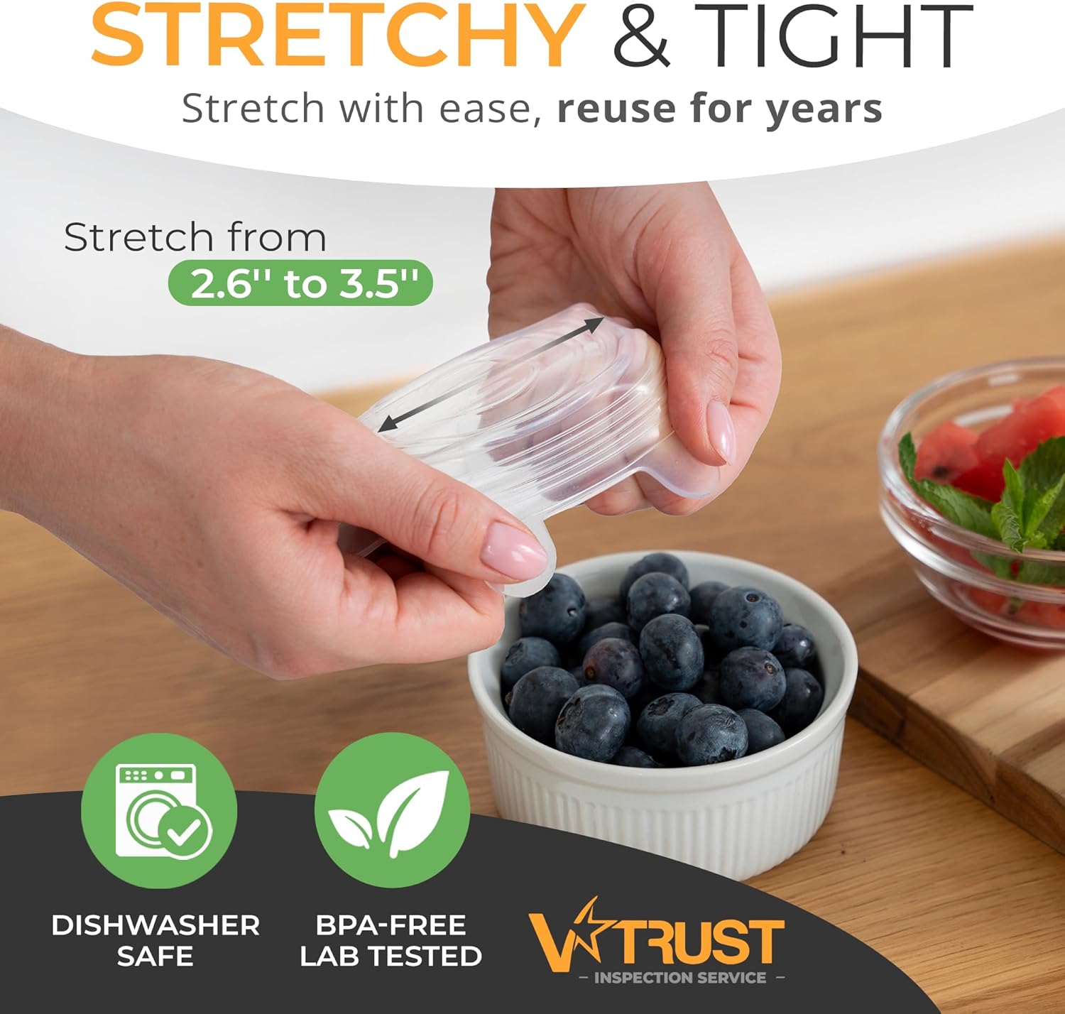 Orblue Reusable Silicone Stretch Lids 6-Pack Small for Fresh Food Storage - Seal in Flavors, Keep Food Fresh and Reduce Waste Multicolored - Image 2