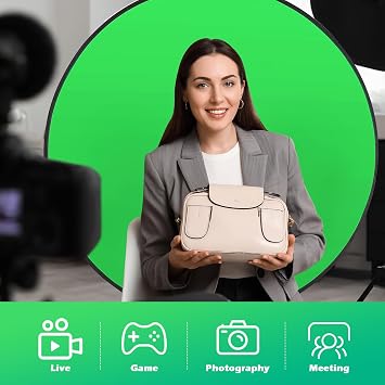 Portable Green Screen Chair 57 Folding Green Screen Backdrop with Stand, Double-Sided Green Background, Chromakey Backdrop for Zoom, Streaming, Gaming, Conference