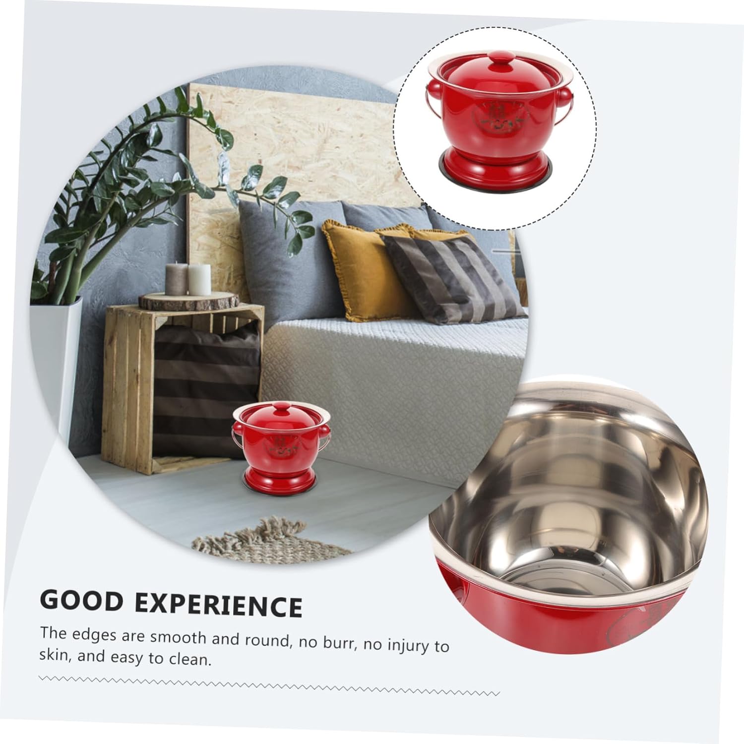 Chamber Pot Stainless Steel Bedside Spittoon with Handle and Lid Portable Chamber Pot Urinal for Women Elderly Lightweight Reusable Bedpan for Home and Hospital Use