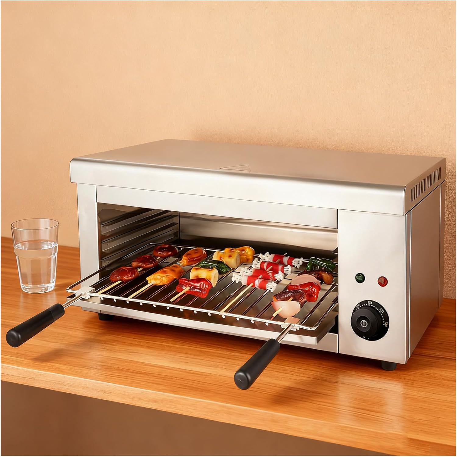 2000W Stainless Steel Countertop Salamander Broiler - Electric Cheese Melter & Toaster Oven for Perfectly Toasted Sandwiches, Chicken, Steaks, and Meats