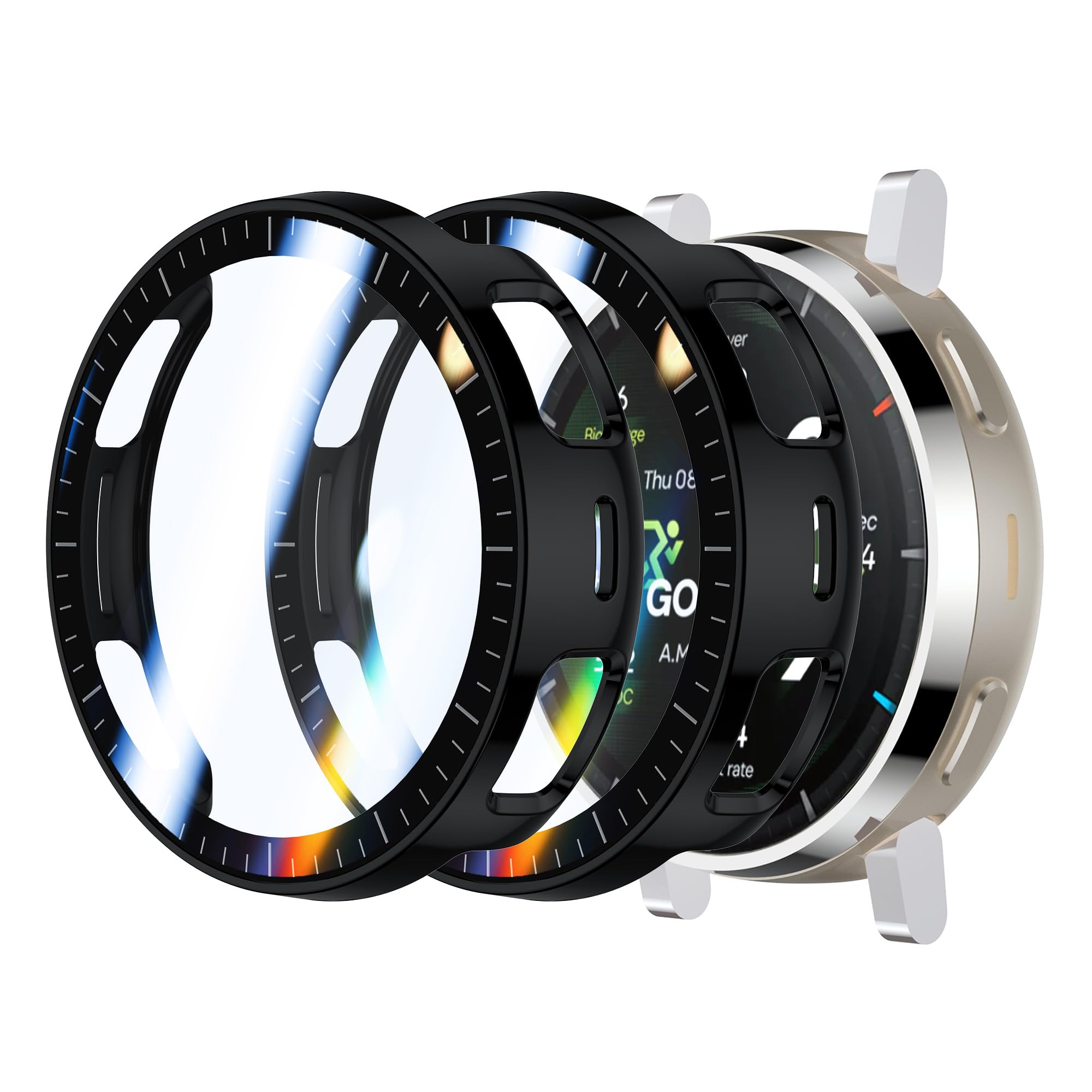 2 Piezas Funda para Amazfit Active 3/3 Premium Funda Protectora con Protector de Pantalla, PC Dura 360° Funda Protectora Ultrafina Antiarañazos Antipolvo -Transparente