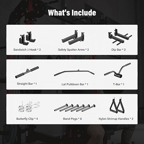 Miniatura 8 de MAJOR FITNESS F22 - Estante de potencia multifuncional, capacidad de 1600 libras, estante para sentadillas todo en uno con sistema de polea doble