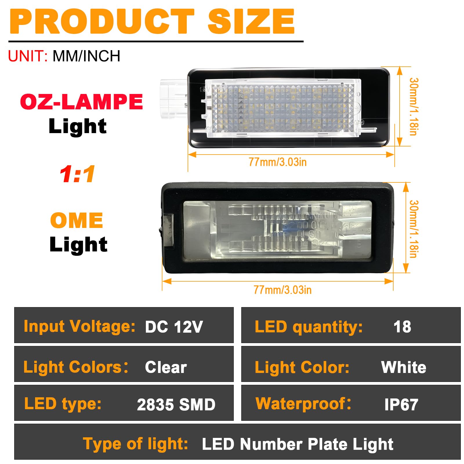 Luci Targa a LED per Renault Espace Scenic Laguna Fluence Captur Modus Dacia Duster Lodgy Logan MCV, Lampada Targa a LED