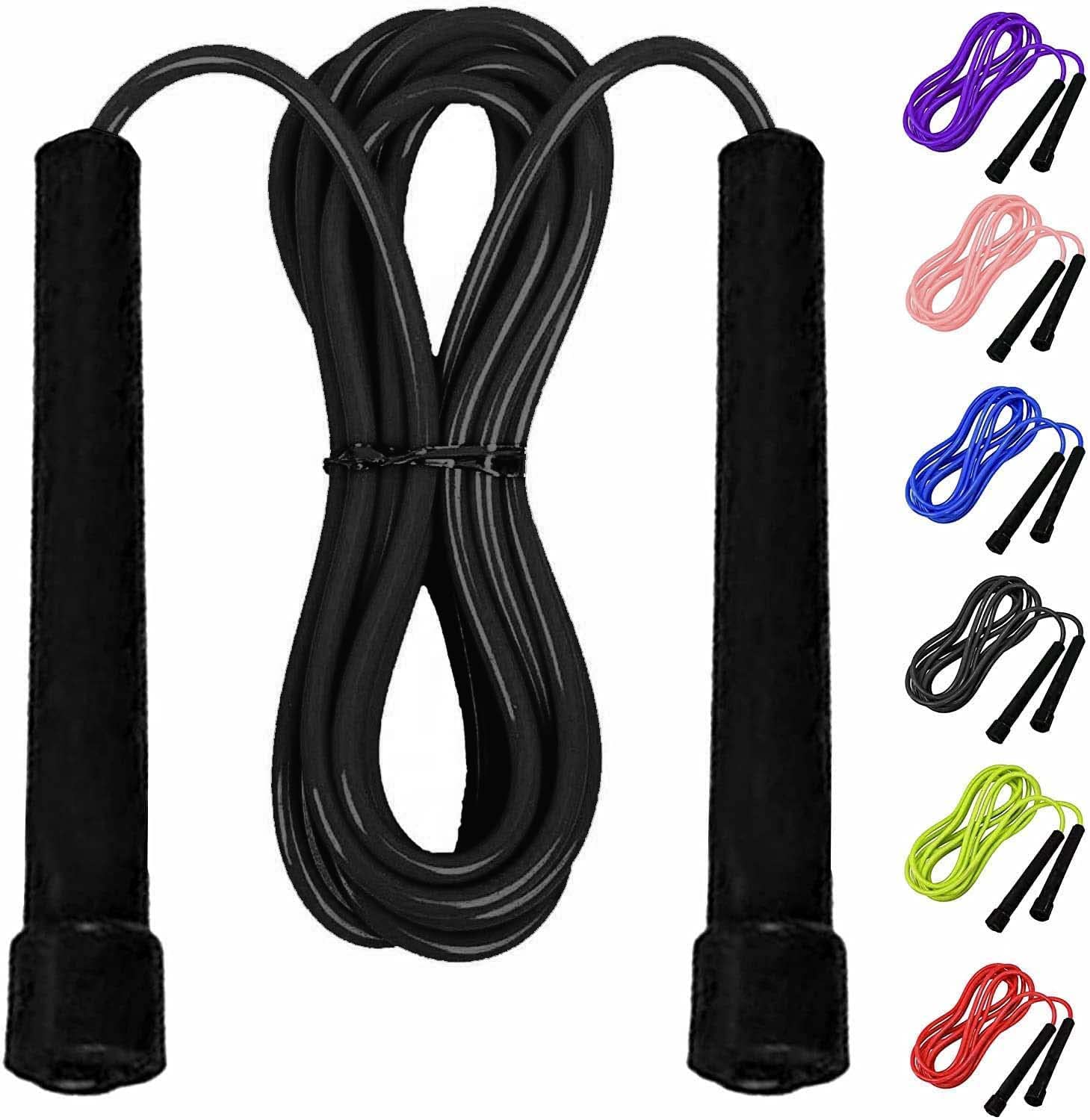 LUMAZUAdjustable Skipping Rope for Adults Kids Non-Slip Handle Home and Gym Tangle Free Jump Rope for Fat Burning, Speed Training, Fitness Workout, Crossfit Boxing, MMA Warm up Speed Rope