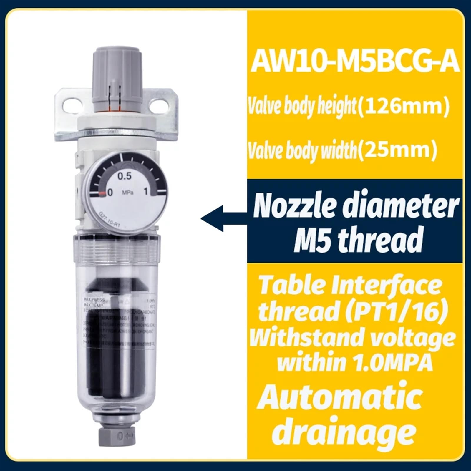 Zawór regulacji ciśnienia powietrza AW10-M5G-A AW30-03E-B separator oleju i wody filtr powietrza reduktor ciśnienia (AW10-M5BCG-A)
