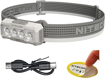 Nitecore NU27 600 Lumens Running Camping Headlamp, USB-C Rechargeable with Warm, Neutral and Cool White Lights, Red Light, Including NitecoreS Sticker White