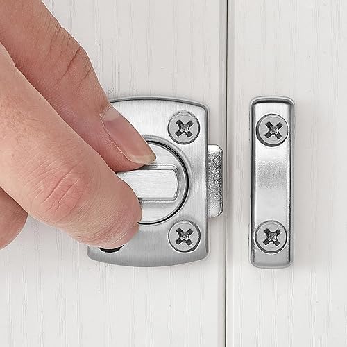 Miniatura 4 de 2 paquetes de pestillo de perno giratorio para cierres de puerta de seguridad, cerradura de puerta para mascotas, mueble de gabinete, baño,