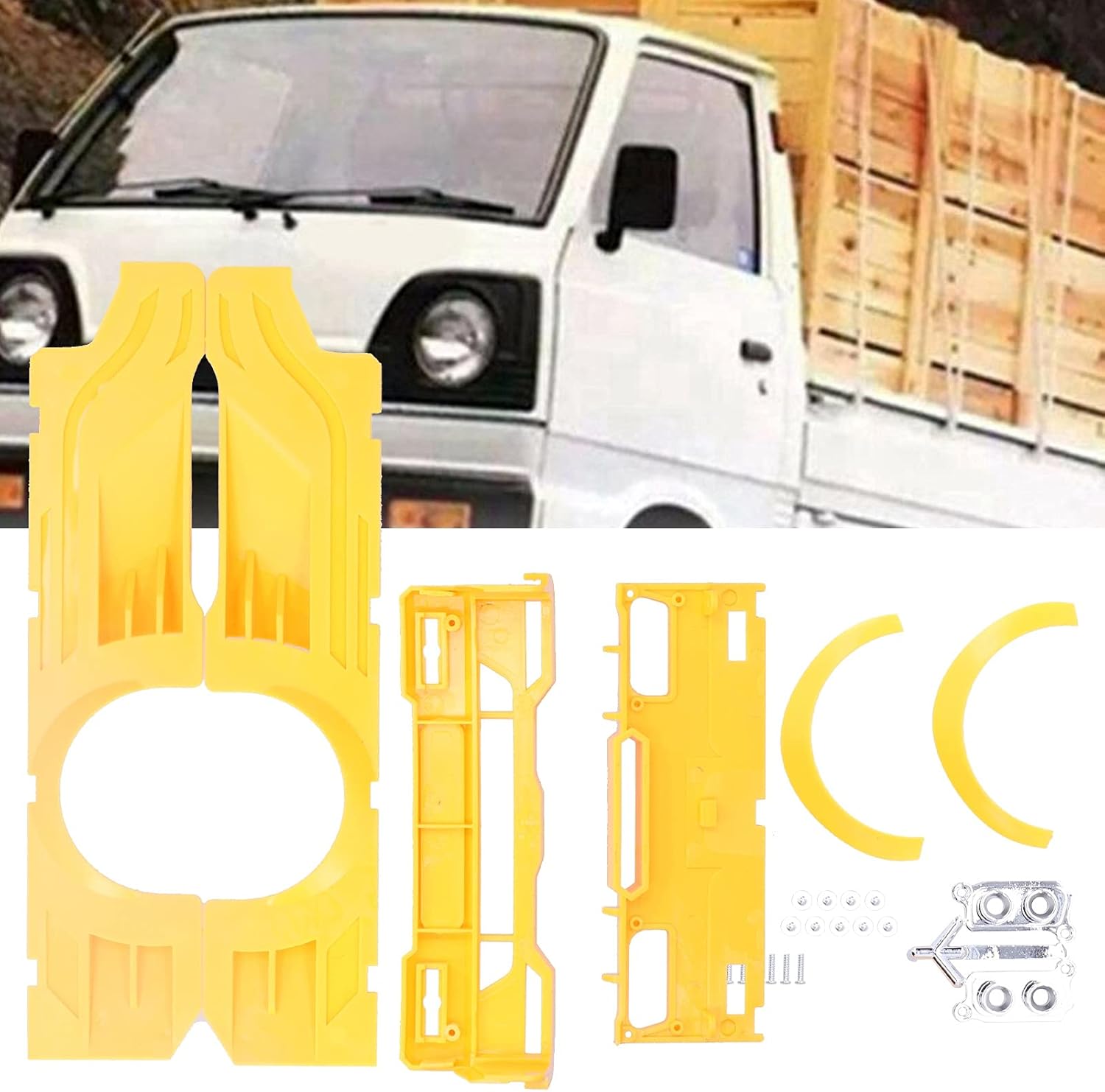 RC Wide Body Large Surrounding Cover, Plastic Modification Kits Body Protective Cover RC RC Car Parts Plastic Modification Tool for WPL D12 RC Truck (Yellow)