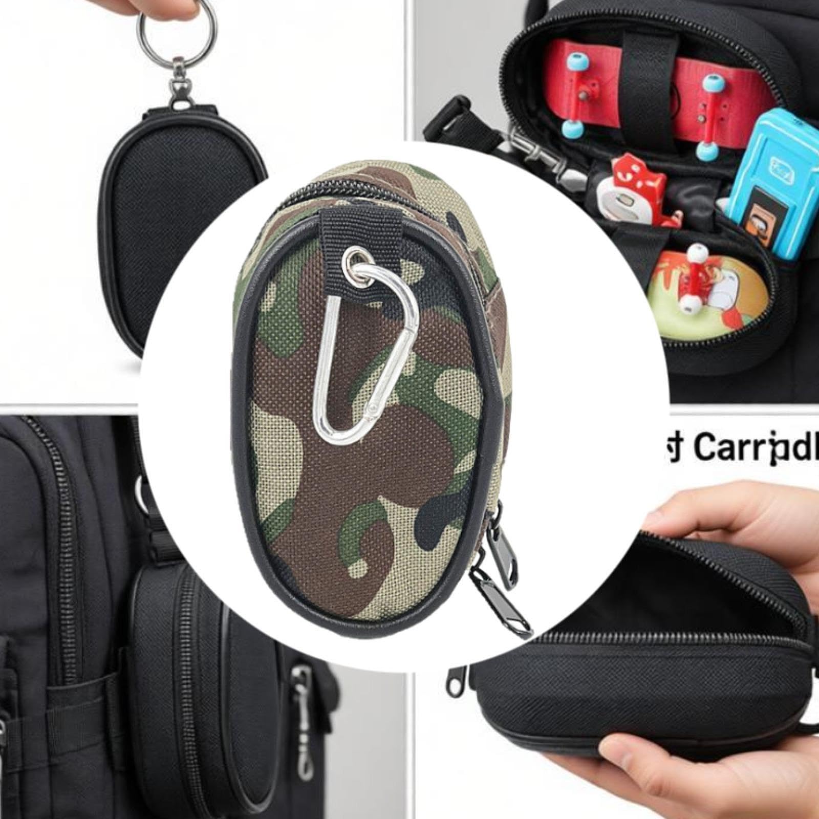 predolo Fingerboard-Reisetasche, Fingerboard Aufbewahrungstasche, Praktische Aufbewahrungstasche mit Reißverschlüssen, aus Oxford-Gewebe, Großes Fassungsvermögen
