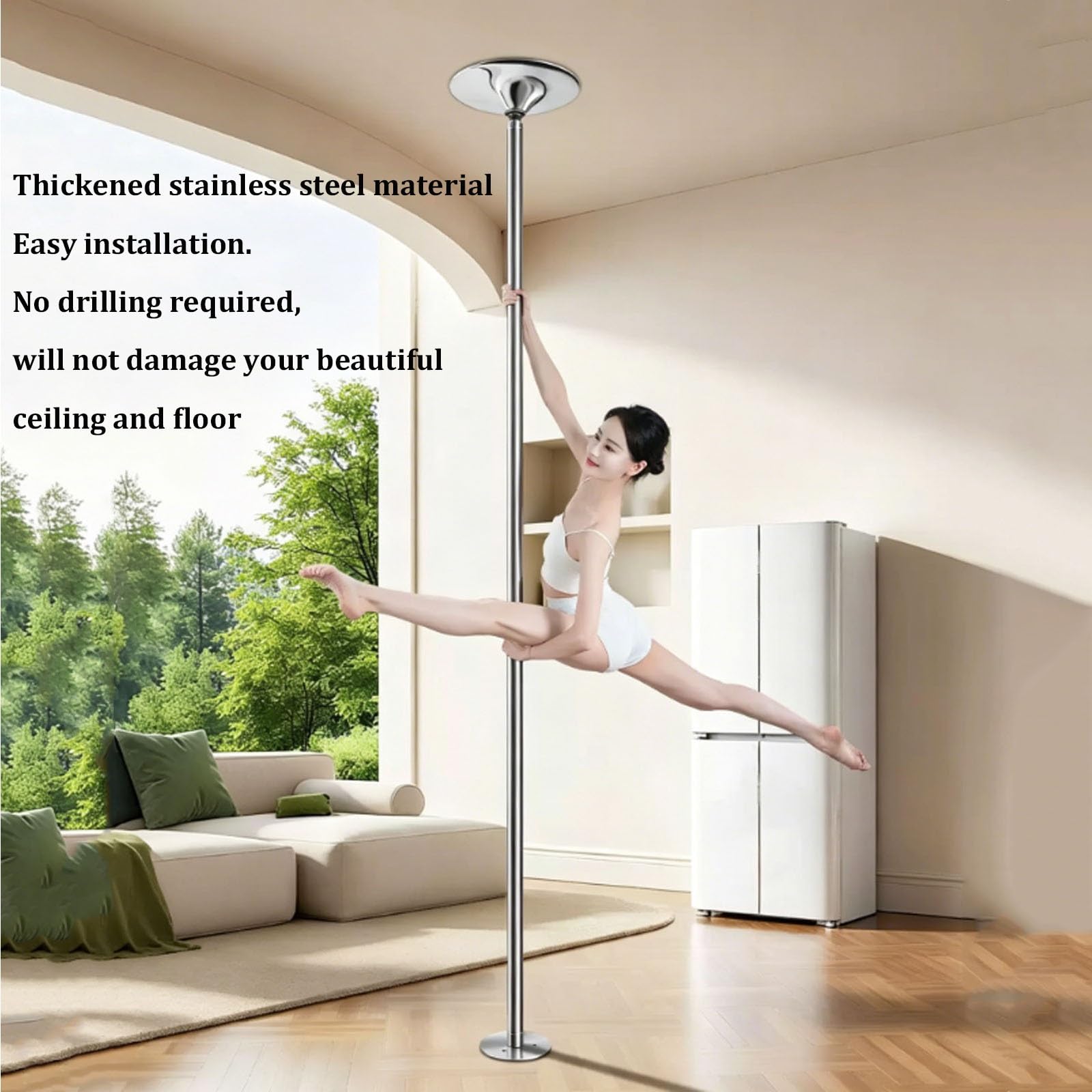 Abnehmbare 2-in-1-Dreh- und statische Tanzstange aus 45 mm robustem Metall, höhenverstellbar, ideal für Heim- und Fitnessstudios