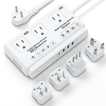 220v to 110v Travel Voltage Converter: International Universal Voltage Converter US to Europe Power Strip Plug Transformer - 2000W Electric Hair Dryer Step Down Outlet Converters for European UK EU