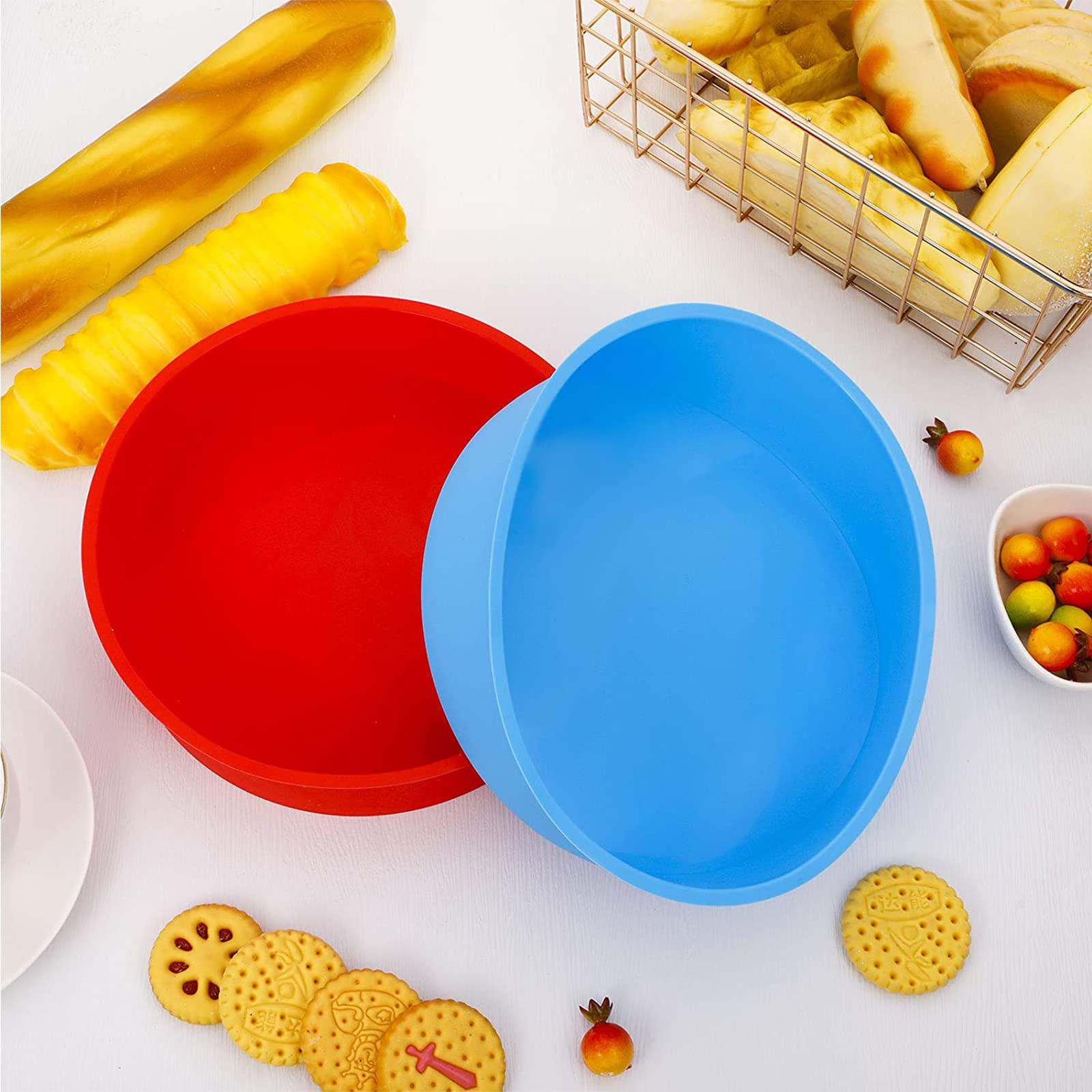 Lot De 2 Moules à Gâteau Ronds En Silicone Rouge - 10cm Et 15cm Antiadhésifs - Pour Cuisine, Savon DIY