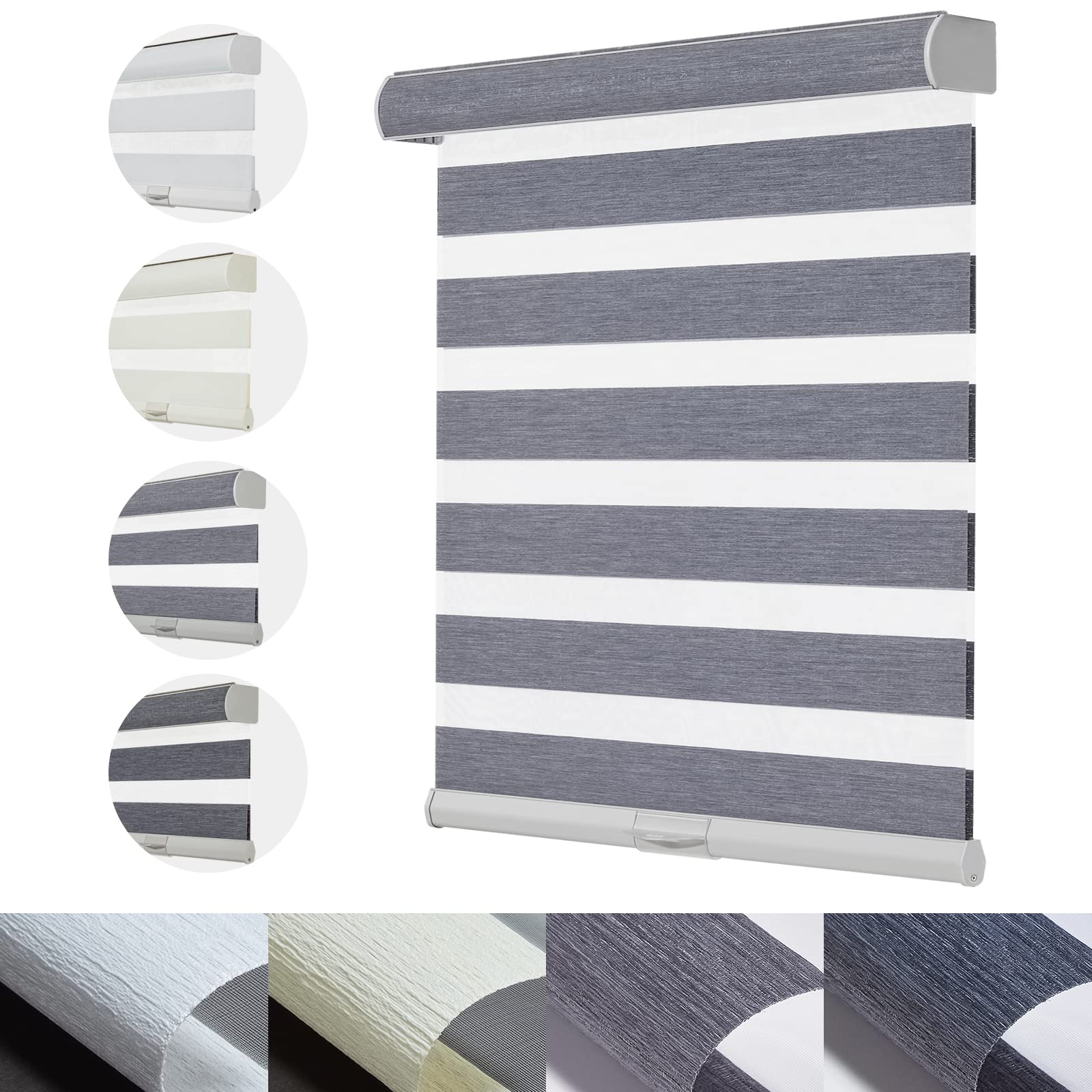 Persilux Cordless Zebra Blinds for Windows Shades with Jacquard Pattern Dual Layer Sheer Shades Light Filtering Day & Night Roller Shades for Home, Sliding Door Easy to Install (36