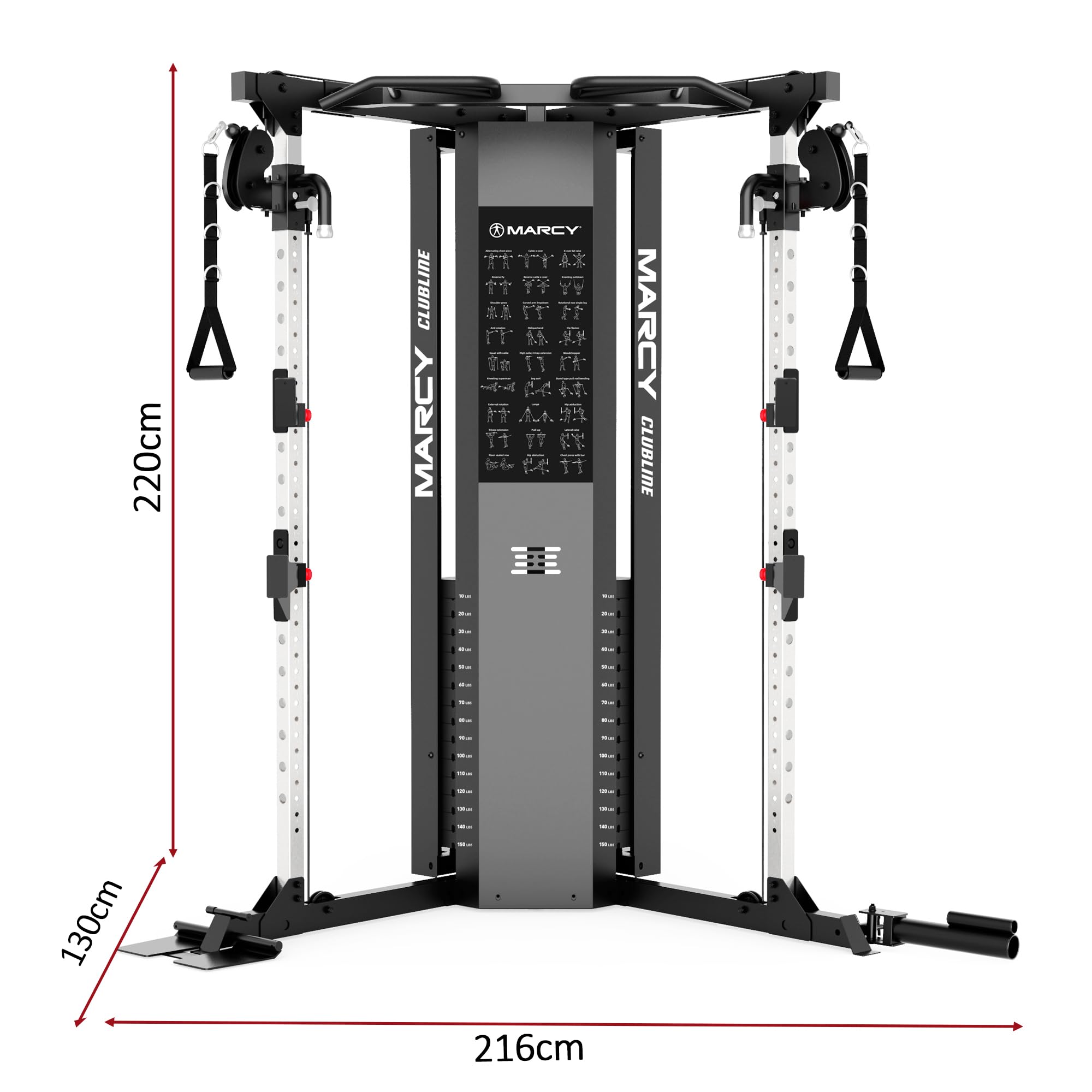 Marcy Máquina Poleas SM-6500 Doble Torre 2x68kg Rack Home Gym | 34 Posiciones De Ajuste, Relación De Resistencia 2:1, Usuario Máximo 150 kg, Peso 273 kg