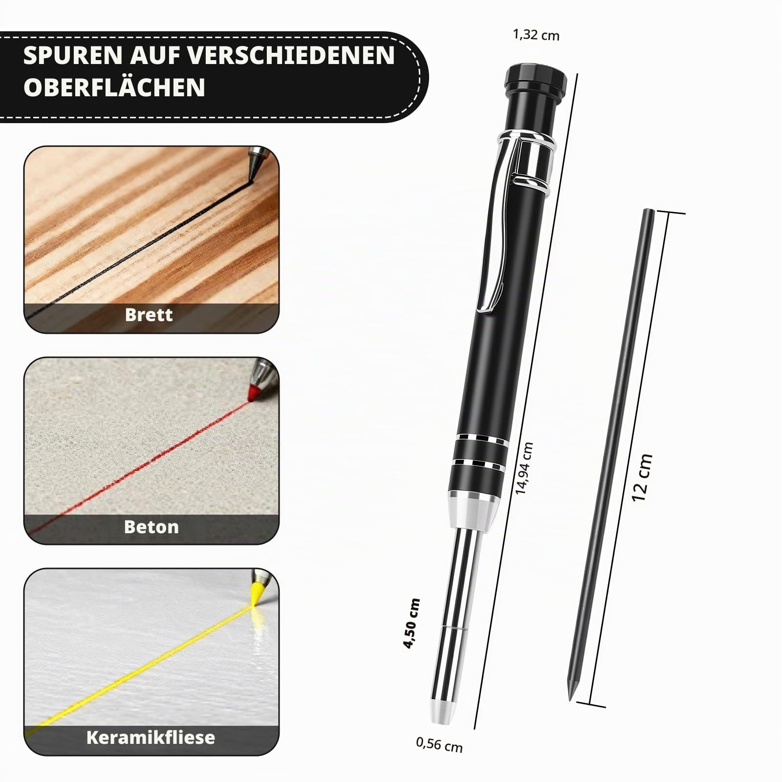 Tieflochmarker Set mit Schützender Aluminiumlegierung-Spitze