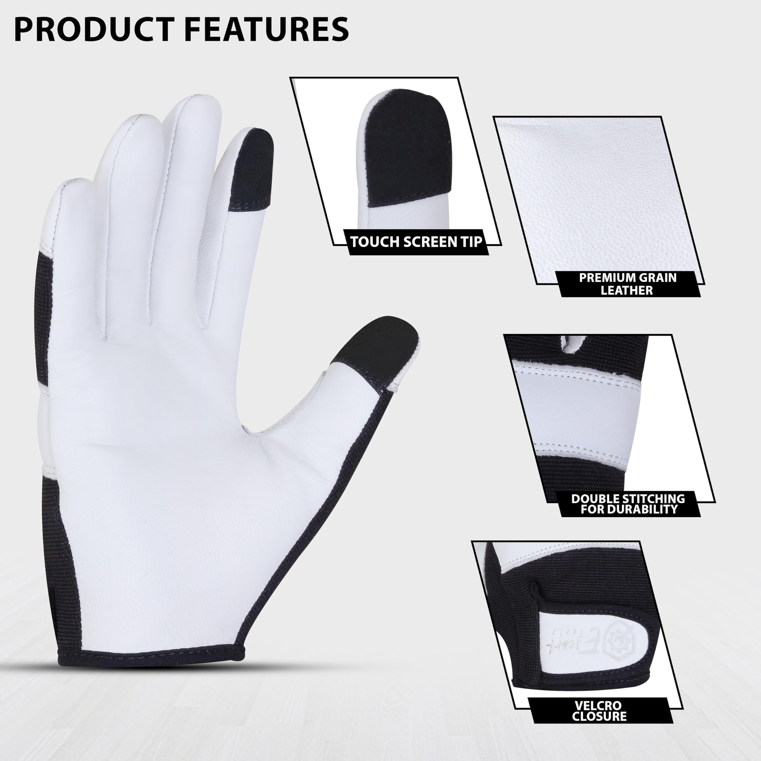 Escort Tools® Heavy Duty Leather Gardening Work Gloves, Thorn Proof, Touch Screen, Utility Safety Working Gloves Breathable - Image 2