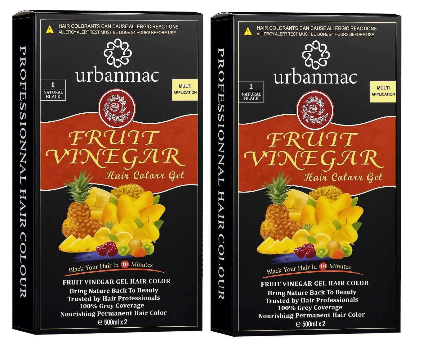URBANMAC Fruit Vinegar Gel Hair Color Natural Hair Color Dye for Black Hair Dye (BLACK, Dye(500ml x 2 PACK OF 2)) URBANMAC Fruit Vinegar Gel Hair Color Natural Hair Color Dye for Black Hair Dye (BLACK, Dye(500ml x 2 PACK OF 2))