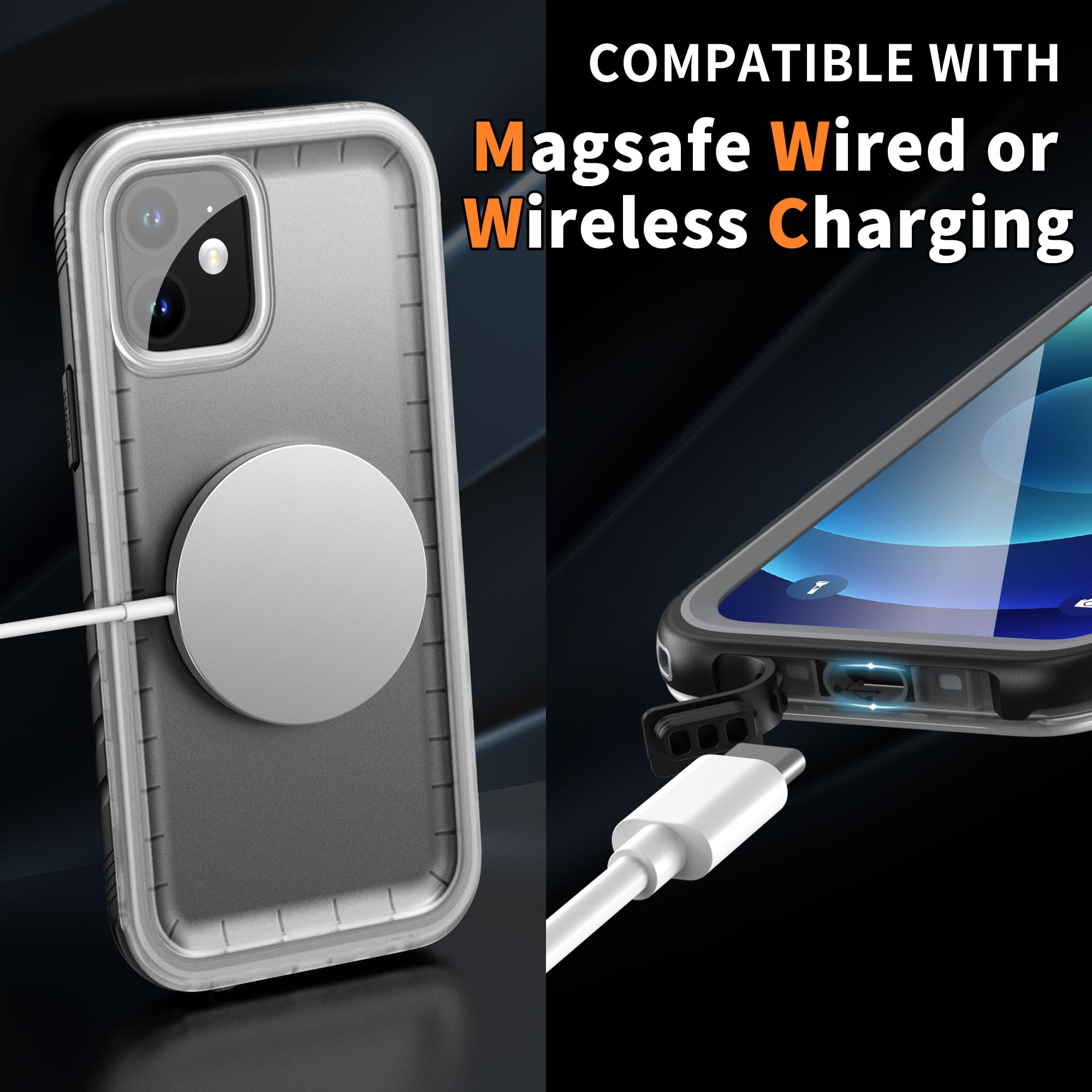 Cozycase Ultra Resistente Funda para iPhone 12/12 Pro Impermeable Antigolpes Militar Transparente 360 Grados Carcasa 12Pro Doble Waterproof Acuatica Sumergible Agua con Protector Camara Pantalla