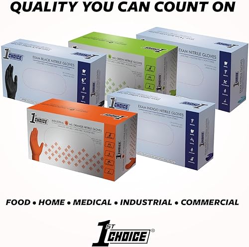Miniatura 7 de 1st Choice Guantes desechables de nitrilo con agarre de diamante elevado, 6 mil industrial, mecánico, limpieza, sin látex, sin polvo