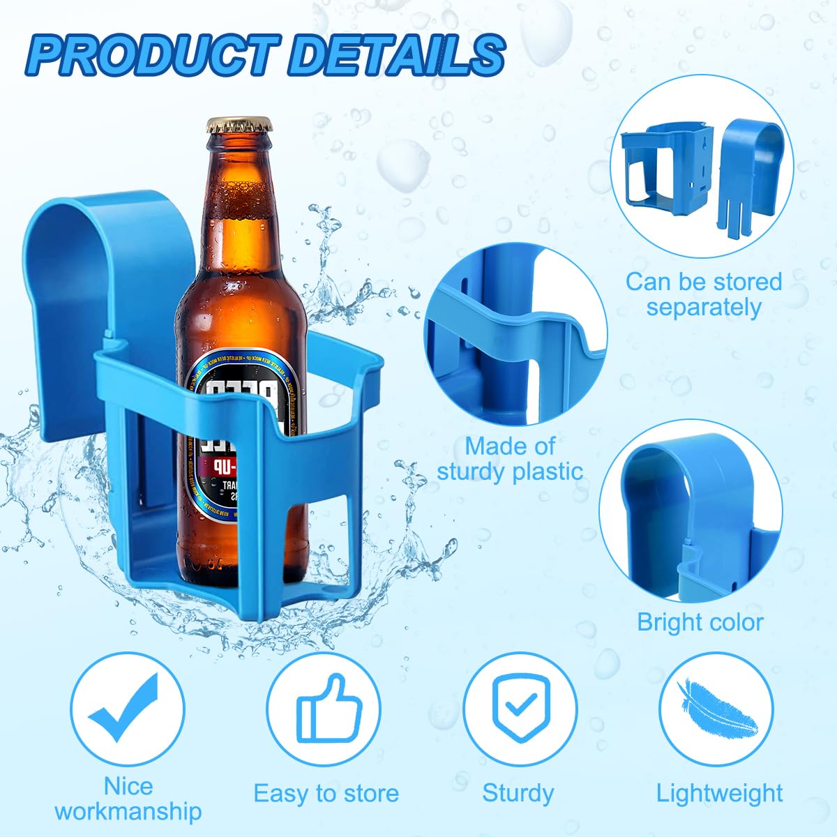 4 Piezas Portavasos de Piscina, Portavasos Colgantes para Piscina, Soporte para Bebidas Piscinas, Portavasoss Junto a la Piscinas Desmontable, Accesorios Piscin-a Portavasoss Colgante para Verano