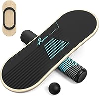 Sportneer 7-Mode Wobble Balance Board with Adjustable Stoppers, Roller & 2.8" Ball - Stability Trainer for Surfing, Snowboarding & Physical Therapy