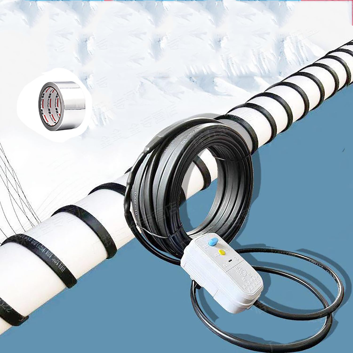 JOSBY Cable Calefactor para tuberías, Cinta calefactora anticongelante autoajustable, con tapón antifugas, Utilizado para anticongelación/descongelación/Aislamiento de tuberías de Agua doméstica