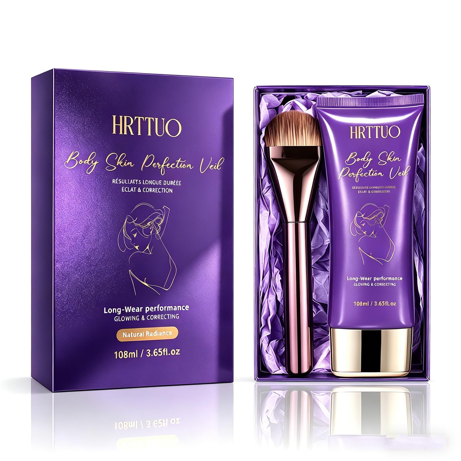 Body Coverage Perfector with Brush - Waterproof Leg & Body Makeup for Skin Imperfections & Uneven Tone, Transfer-Resistant Natural Finish Concealer, Flawless Looking Legs (Natural Radiance)