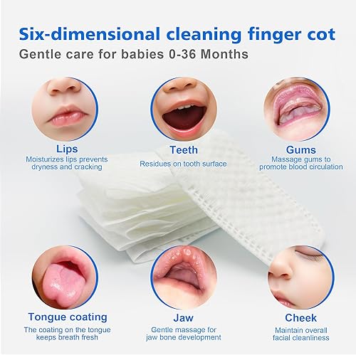 Miniatura 4 de BabyPearl Limpiador de lengua para bebé, cepillo de dientes para bebés recién nacidos, 42 unidades desechables de uso húmedo y seco, limpiador bucal