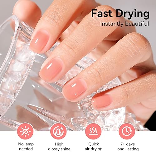 Miniatura 3 de Juego de esmaltes de uñas de gelatina, 6 colores de esmalte de uñas transparente color nude, rosa, rosa, marrón, de secado rápido, para otoño,